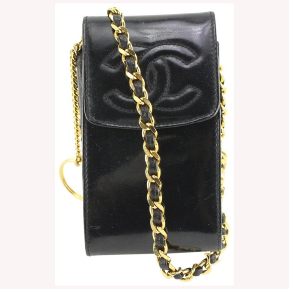 Chanel Black Patent CC Logo Mini Flap Pouch Crossbody 13ck69s
